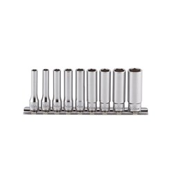 SOCKET SET ON RAIL 1/4DR DEEP AF(6PT)9PCS