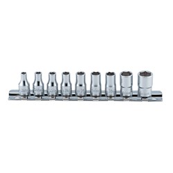 SOCKET SET ON RAIL 1/4DR WHIT/WORTH 9PC,8BA-0BA,