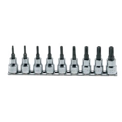 SOCKET SET ON RAIL 3/8 DR PENTA-LOBE SKTS,10PR-50PR (8PC)