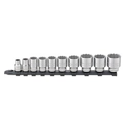 10-Piece Socket Set on Rail (8-24mm) - 3/8" Square Drive - 12-Point - SW45/10-12917 - 96052010