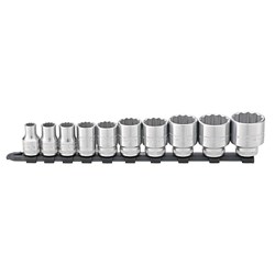 10-Piece Socket Set on Rail (10-32mm) - 1/2" Square Drive - 12-Point - SW50/10-12918 - 96053010