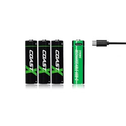 COAST Zithion-X AA Rechargeable USB-C Batteries - 4 PACK