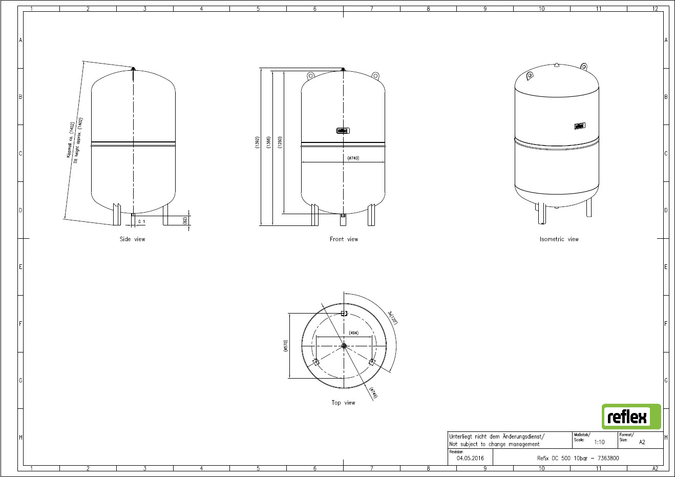 807780 - REF-DC500 - Reflex Pressure Tank DC Range 10 Bar 500 Litres ...