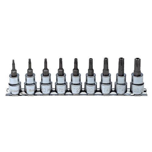 SOCKET SET ON RAIL TAMPER PROOF TORX 3/8DR(9PC)RAIL