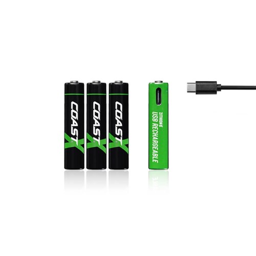 COAST Zithion-X AAA Rechargeable USB-C Batteries- 4 PACK